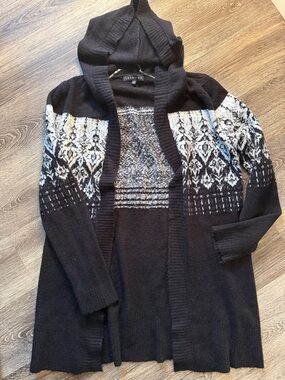 Love Ellie French Black & White Knit Open Front Cardigan